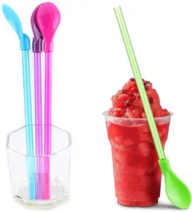8 PCS Plastic Straw Spoons Reusable Straw Spoons Detachable Straw Spoon Cocktail Stirrer Coffee (Pink Purple Blue Green 2 each) Drinkware