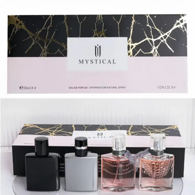 MYSTICAL Perfume Gift Set 4×30ml Eau de Parfum, Unisex Long Lasting Fragrance Collection, Portable Perfume Kit for Men & Women, Ideal Gift for Birthday Holiday，Ultimate complimentary fragrance designed exclusively for couples and lovers