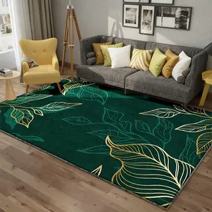 Gold Leaf Pattern Rug, Large Geometric Design, Soft and Comfortable, Durable, Non-Slip, Living Room, Bedroom, Dining Room, Office