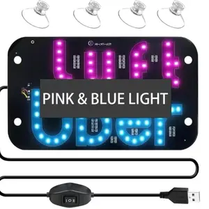 LED Taxi Light Sign – Dual Color Blue & Pink, USB Powered with On/Off Switch, Suction Cup Mount for Windshield