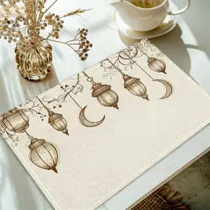 Ramadan Kareem Washable Linen Placemat, Heat Resistant & Easy to Clean, Perfect for Table Decorations & Holiday Parties