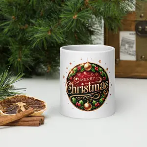 Merry Christmas White Glossy Mug for Office and Home Use