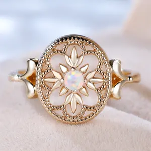 Unique Flower Ring- Casual Style Engagement Rings for Women, Synthetic Zirconia Inlay, Perfect for Weddings & Daily Wear Valentine's Day Gift