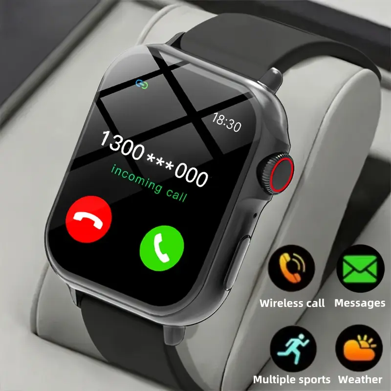 New smart watch with a full touch screen, calling and messaging functions, multifunctional sports watch with alarm, calculator, calendar, and weather check, suitable for both Android and iPhone devices, Fitness Sport Watch
