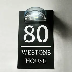 Weston Mansion Custom Personalized LED Backlit Acrylic Door Nameplate Address Plaque Sign, Modern Home Decor & Functional Design