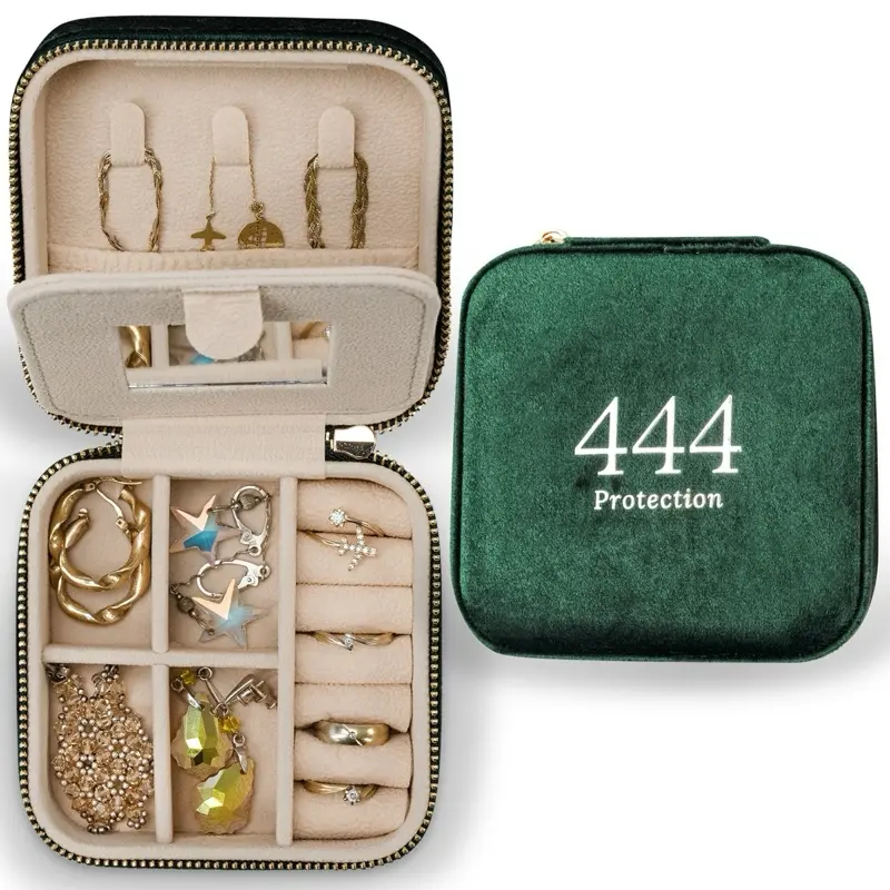 Modern Eco-Friendly Stackable 444 Angel Number Jewelry Box Container with Meaning Card Inside