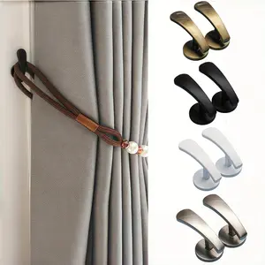 2 Metal Curtain Hooks Wall Mounted Decorative Easy Installation Includes Screws Modern Style Window Accessories