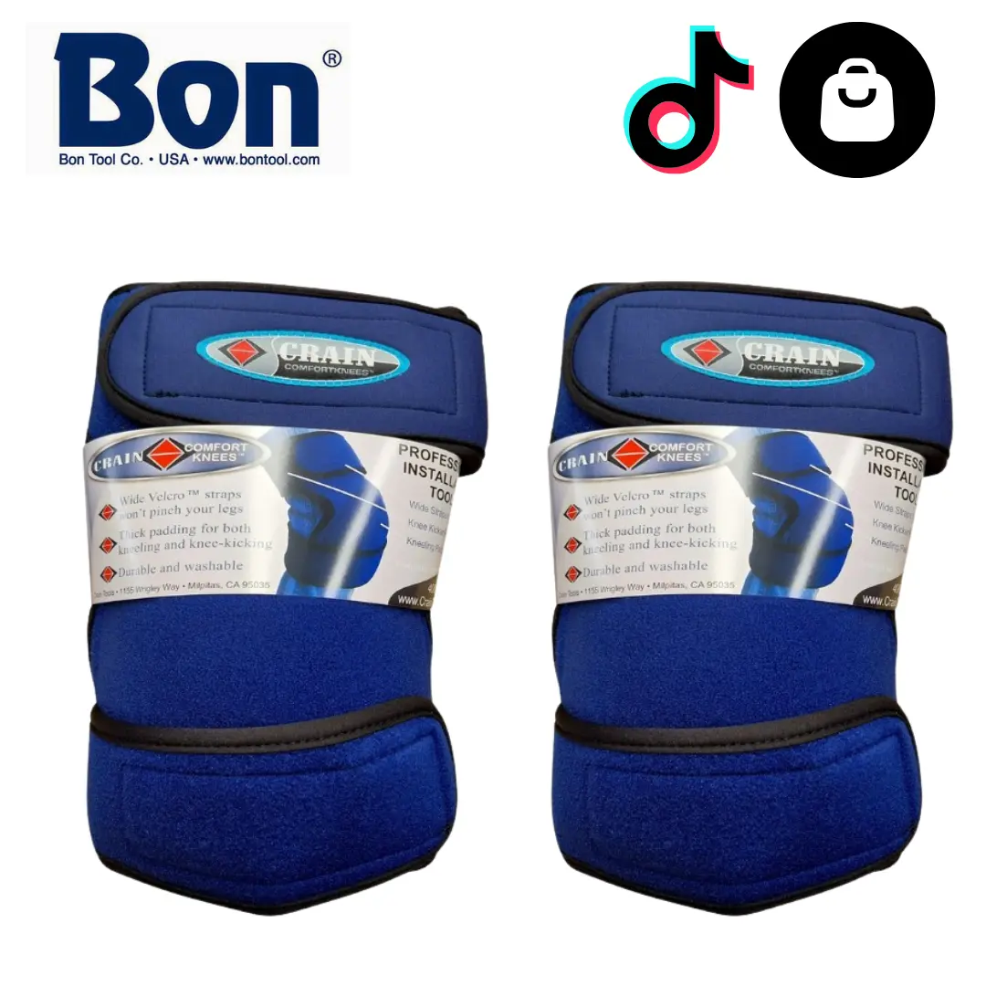 Bon Tool Crain Blue Neoprene Knee Pads. Heavy-duty synthetic rubber protective knee gear for carpet installation and flooring pros.
