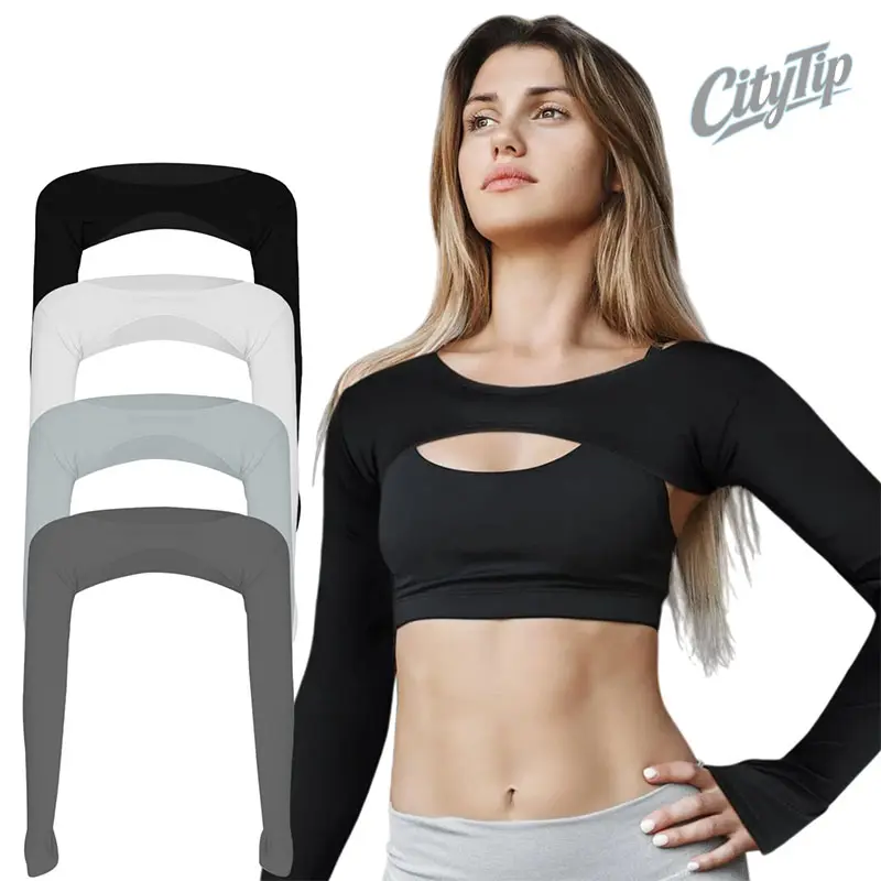 Seamless Long Sleeve Workout Shrug For Women, Cropped Sports Bolero Gym Crop Top, Stretchy Breathable Lightweight Athletic Shrug For Yoga Fitness Running Daily Outfit Going Out