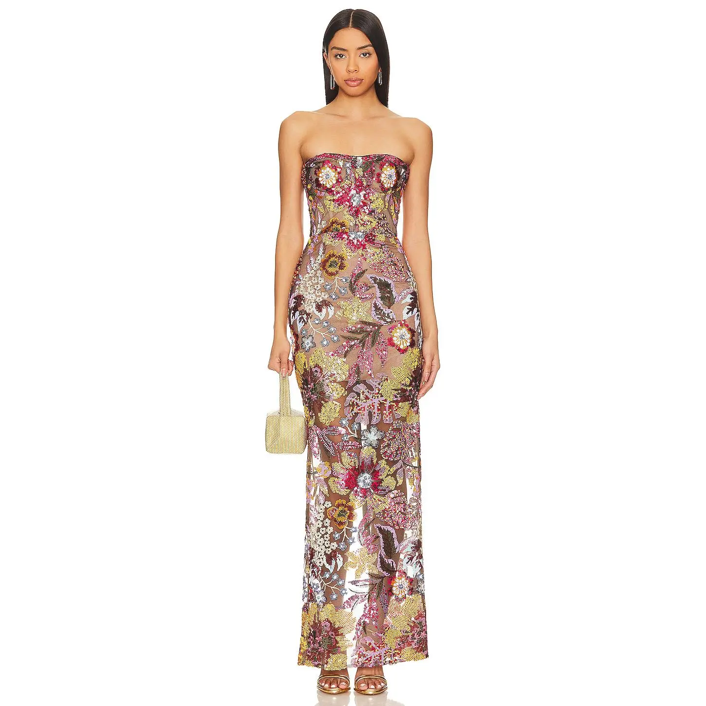 Bronx and Banco Dahlia Maxi Dress in Sequin Multi