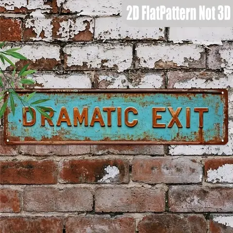 Vintage Dramatic Exit Sign Metal Wall Decor, Unique Street Style for Home Bar Cafe Barn Decoration, 2D Flat Decorative Sign Design