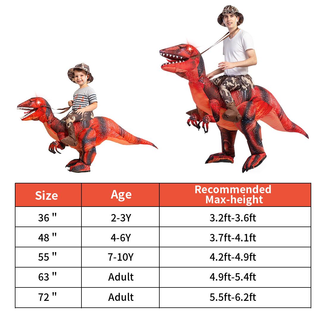 GOOSH Adult Full Body Inflatable Dinosaur T-Rex Dino Suit - Halloween Aesthetic Costume, Waterproof Polyester, Red Glowing Eyes, Fast Blower Inflation, Pocket, Elastic, Party Photo-Ready, Fits 63in-72in, Sohochic GOOSH Adult Full Body Inflatable Dinosaur T-Rex Dino Suit - Halloween Aesthetic Costume, Waterproof Polyester, Red Glowing Eyes, Fast Blower Inflation, Pocket, Elastic, Party Photo-Ready, Fits 63in-72in, Sohochic