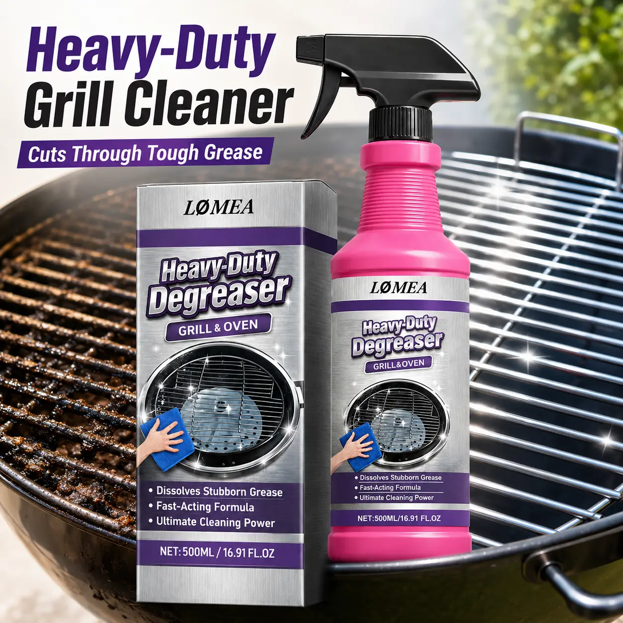 BBQ Grill Grate Cleaner Spray Heavy Duty Grease and Carbon Buildup Remover for Oven Racks Metal Grills Easy Wipe Household Cleaning Supplies   Household items