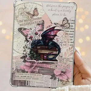 Book Rose Dragon Fantasy Romance Dragon Retro Vintage Magnetic Kindle Grip Book Lover Cute Bookish Kindle Accessories Phone Holder PopSocket Phone Grip Magnetic Pop Socket Phone Grip
