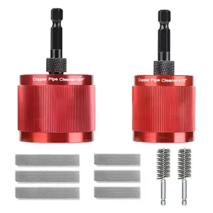 1/2 Inch & 3/4 Inch Metal Copper Pipe Cleaning Set, Includes 1/4 Hex Rod, Extra 2 ReplaceableBrushes, Clean Rust Stains, Grease, Paint