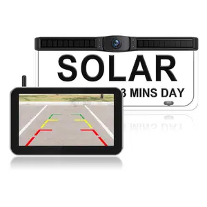 VEKOOTO Solar Wireless Backup Camera with 7" 1080P Monitor: 4800mAh Battery 3 Mins DIY Installation Back Up Camera, License Plate Reverse Camera for Car, Van, SUV, Truck, Trailer, Summervibes