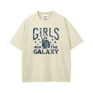 Princess Leia Girls Run The Galaxy Oversize Unisex Washed T-Shirt for Women and Men's Unisex Fit Batik Cotton Oversize Streetwear Menswear  Super Soft Pre-Shrunk