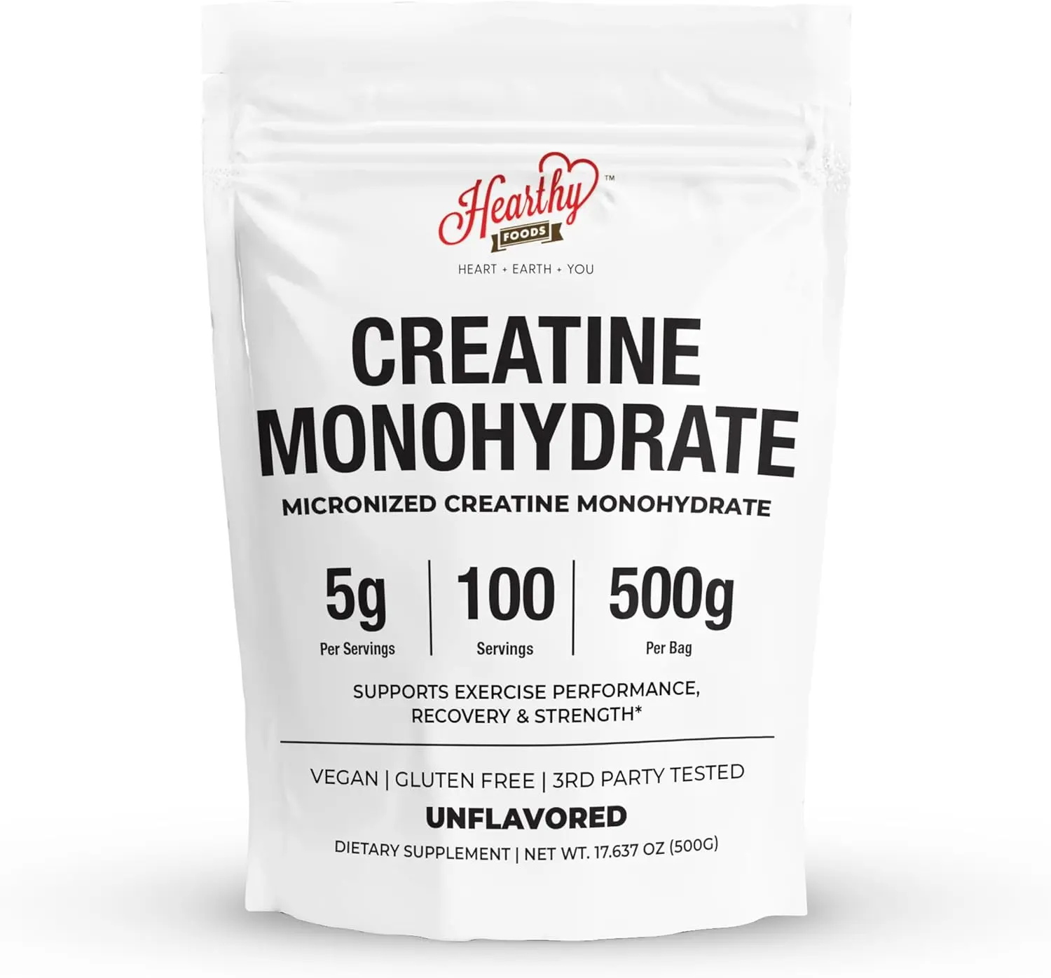 Creatine Monohydrate Micronized Powder 500G - 100 Servings, 5000mg Per Serving (5g) - for Men & Women Muscle Growth & Recovery - UNFLAVORED