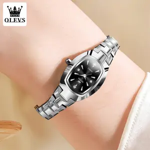 OLEVS Women's Small Square Face Tungsten Steel Waterproof Dress Watch Dainty Rectangle Wristwatch for Small Wrists