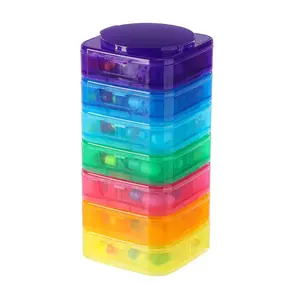 Multi-color pill box, 7-layer combination pill box, food-grade, independent packaging for seven days a week, portable medicine storage box