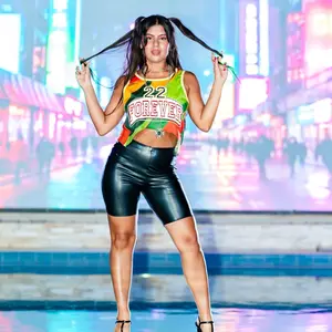 Hip Hop Top Shop | Aaliyah "22 Forever" Multicolor Design Women's Casual Streetwear Cropped Basketball Jersey - Tube, Womenswear