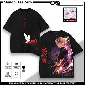 Hell's Paradise season 2 Gabimaru Jigokuraku anime manga game Washed 2 sided printed Clothes men's Top 90s graphic tee streetwear