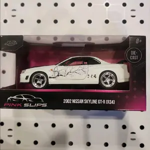 Jada 2025 Pink Slips 2002 Nissan Skyline GT-R R34 Die-Cast Collectible Model Car White with black Interior 1:32 scale