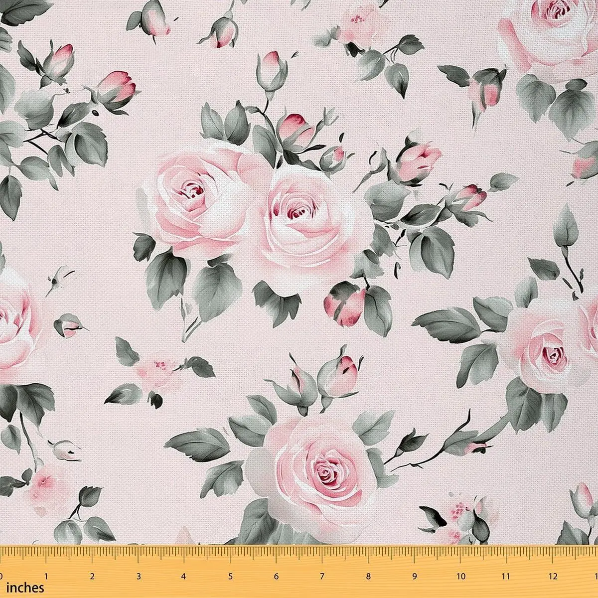 Rose Fabric Watercolor Pink Rose Decorative Fabrics Sewing Supplies Botanical Garden Plants Romantic Style Fabric DIY Soft Flannel Polyester No Stretch