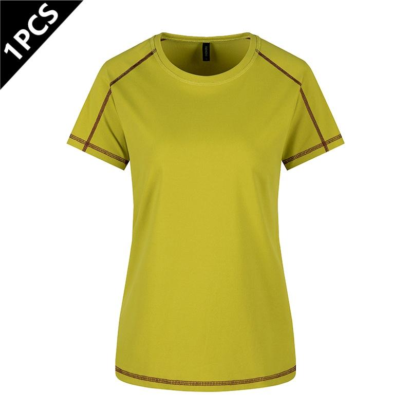 Targeted development five-pack summer women’s quick-dry sports T-shirts featuring contrasting quick-dry designs, short sleeves, elastic breathable fabric, crew neck—ideal for jogging, workouts, fitness, and yoga.