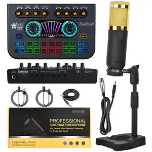 Professional Audio Mixer, Podcast Equipment, Streaming Mixer, USB Audio Mixer, Dynamic Microphone Mixer with Microphone & Speaker, Audio & Video Accessories for PC, Laptop, Smartphone