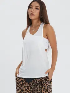 Women's Summer Casual Loose-Fitting Round Neck Sleeveless Top, Breathable Lightweight Sheer Design for Gym & Daily Wear