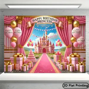 Birthday & Party Celebration Backdrop – Castle Fantasy Theme Tapestry, Wall Hanging, Photography Background, Polyester HD Print, Indoor, Outdoor, Event, Decor