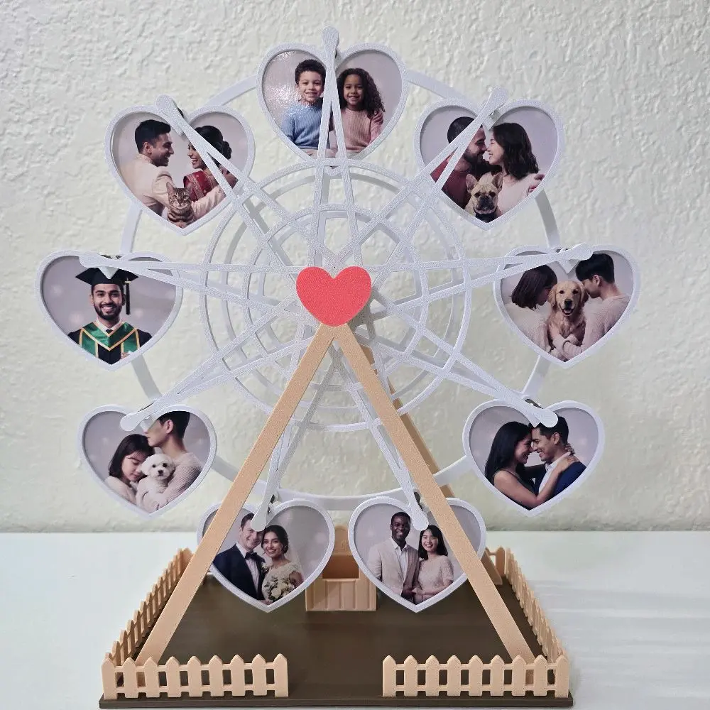 Heart Ferris Wheel Love Photo Frame | Manual Rotating Couples Memory Display | Romantic Anniversary Gift