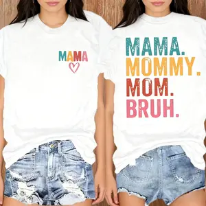 [Casual Crew Neck] Mama' Print Short Sleeve T-Shirt for Women |   Polyester Blend |   Casual Crew Neck Top |   Spring & Summer |   Easy Care