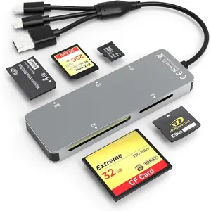 Memory Stick pro Duo Adapter - 5 in 1 SD/TF/MS/CF/XD Card Reader for PC/Android/Lightning Device,  Multi Memory Card Reader USB C Lightning OTG Adapter Memory Stick pro Duo Reader for