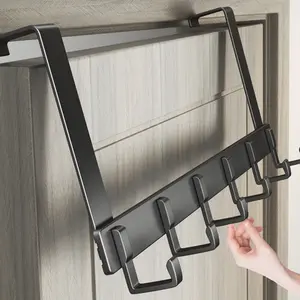 18cm high over-the-door hook rack, easy to install without drilling. Ideal for hanging hats, keys, this space-saving storage solution is suitable for hallways, bathrooms, bedrooms, homes, dormitories and other places. Aluminium，Organiser， Plastic
