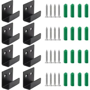 Wall Hanger Fastener, 40 x 35 x 15mm Black Stainless Steel J Hooks Hangers with Mounting Screws for Ceramic Tile Display, Groove Width 15mm/0.59", 8 Pack