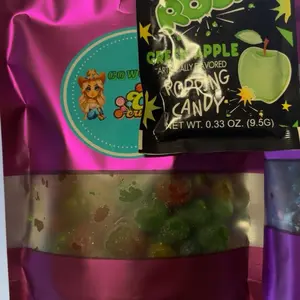 Popping Sweet Green Apple Gushies Snack Bonbon Gum - Bubblegum Candy with Apple Design