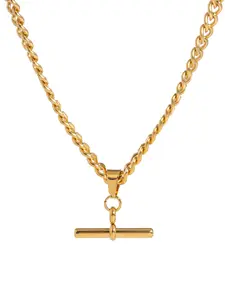 14k Twist Chain T Bar Necklace, Pendant Necklaces, Elegant Stainless Steel Pendant, Minimalist Jewelry for Women, All Seasons Fashion, Accessory Necklace