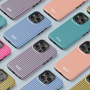 Personalized Monogram Phone Case, Stripes Initials Phone Cover for iphone 17 promax 16 15 14 13 12 11