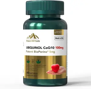 Mission Hill Foods Premium Ubiquinol CoQ10 100mg with BioPerine 5mg Antioxidant for Heart Health 60 Softgels Non-GMO Gluten Free