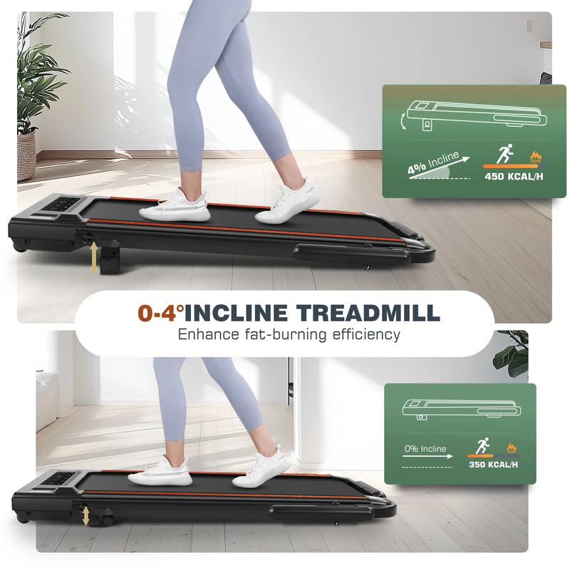 【New Year Special Offer】8-in-1 Under Desk Treadmill Walking Pad - Adjustable Height & Incline,  Foldable Home Treadmill with 3 Control Modes, 350lbs Capacity, No Assembly Required