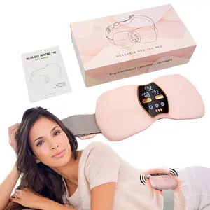 【Mosnami】Heating Pads, Period Cramp Massager Portable Cordless Adjustable Heating Pad with 3 Heat Levels and 3 Massage Modes for Back Pain Relief Menstrual Heating Pad (Pink)