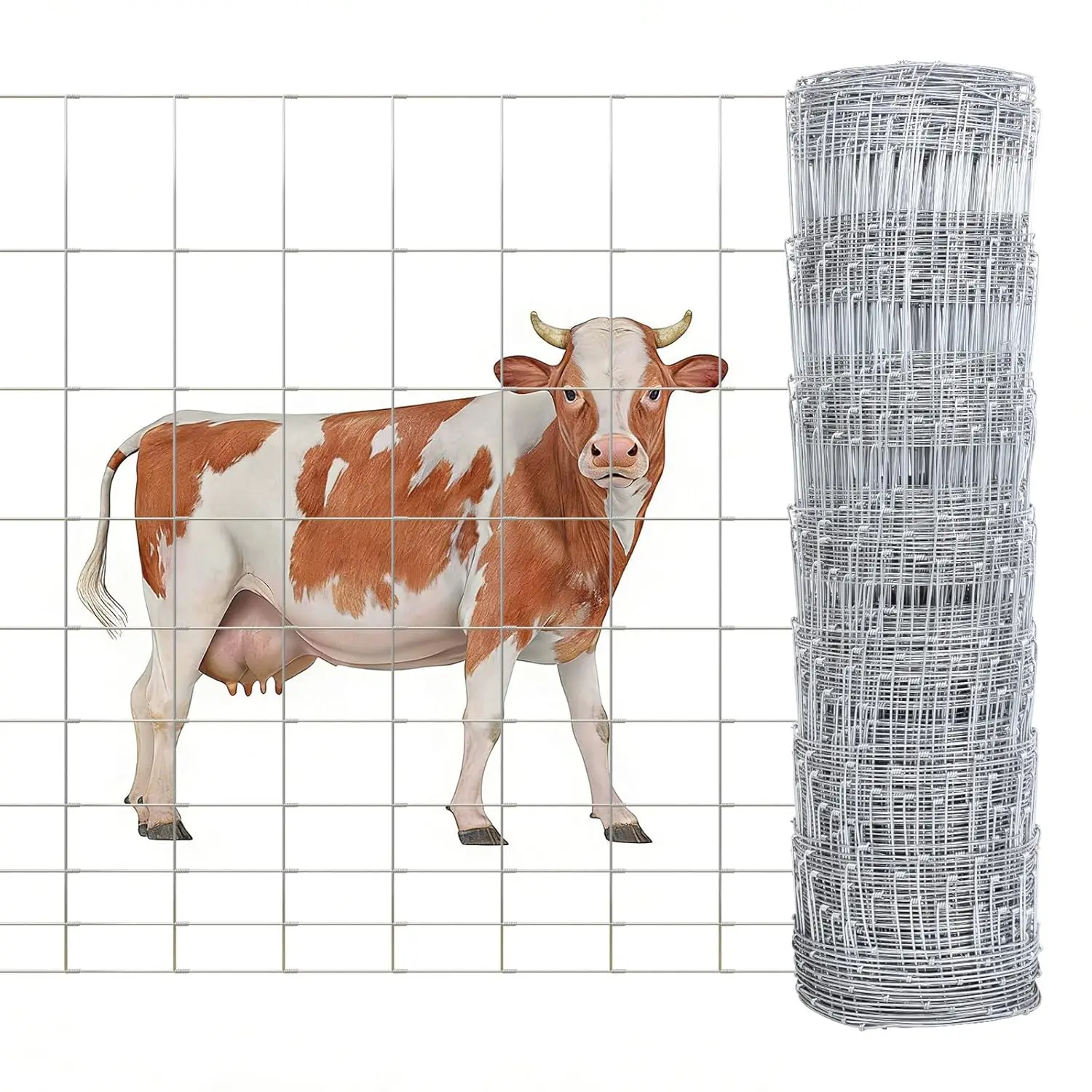 14 Gauge Galvanized Heavy Duty Farm Fence Panels, 4'×328' (48" High, 328ft Long) Easy-to-Install Livestock Fencing for Cattle, Extends Service Life, Garden Supplies
