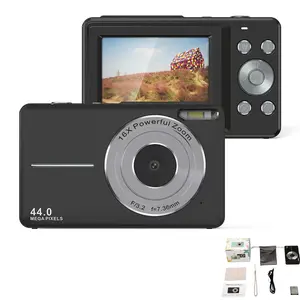 Mini Digital Camera FHD 1080P Children's Camera 44MP Point and Shoot Portable Digital Cameras with 32GB Card 16X Zoom Date Stamp Compact Small Cameras Photography for Kids Student Teen Girl Boy