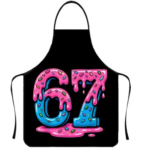 Six Seven Pattern Apron, 1 Count Polyester Unisex Cooking Apron,Christmas Gift,Apron for Nail Tech, Winter Apron for Women,Thanksgiving Gift,Nails Design Tool, Christmas Decorations ﻿