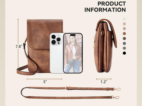 [Valentine's Day Gift] BOSTANTEN Cell Phone Purse Small Crossbody Bags for Women Leather Handbags Phone Wallet with Card Slots Adjustable Strap