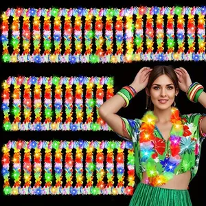 Micrency 26-Piece LED Flower Design Hawaiian Garland Set, Festive Tropical Party Decorations, Perfect for Beach Weddings, Carnival Dress-Up