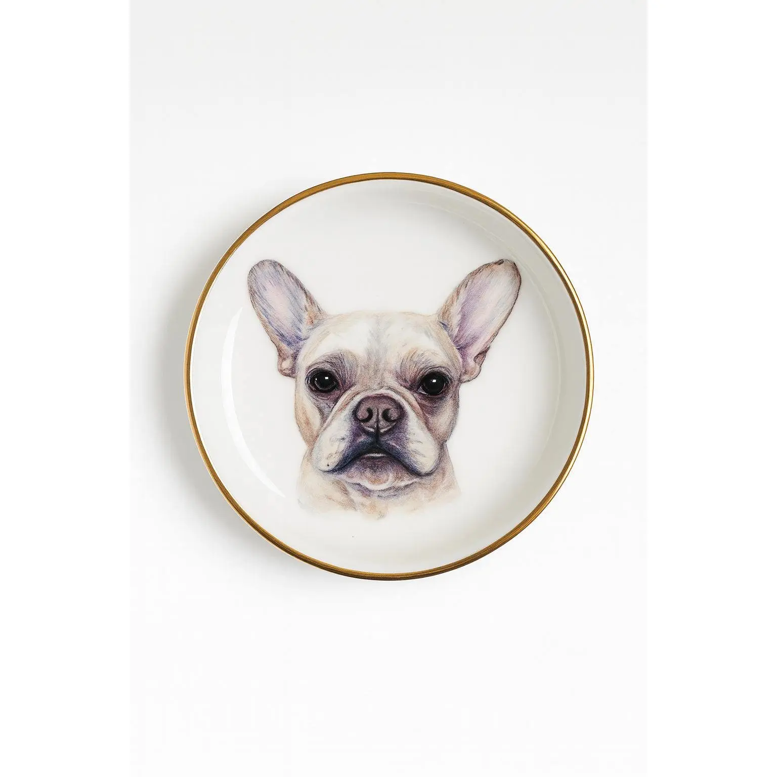 French Bulldog Ring Dish – 4” Porcelain Jewelry Tray with 22k Gold Rim, Ready to Ship Dog Lover Gift, Trinket Dish, Frenchie Decor