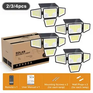 2-Pack 3-Head Solar Outdoor LED Security Lights, 2500LM Motion Sensor Spotlights, 270° Wide-Angle, IP65 Waterproof for Garage, LED Solar Outdoor Fixtures, Led Lights, Solar Outdoor Lights